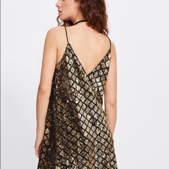 CLEARANCE ‼️GOLD Metallic Sequin Cami - Dress - Picture 3 of 8